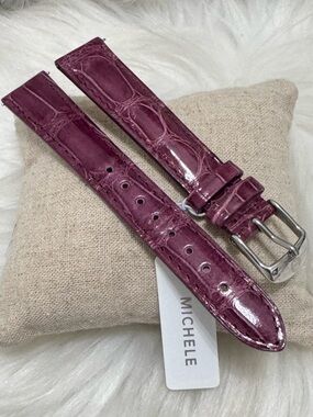 NEW wTags Michele 16MM Alligator Leather Watch Band in Plum